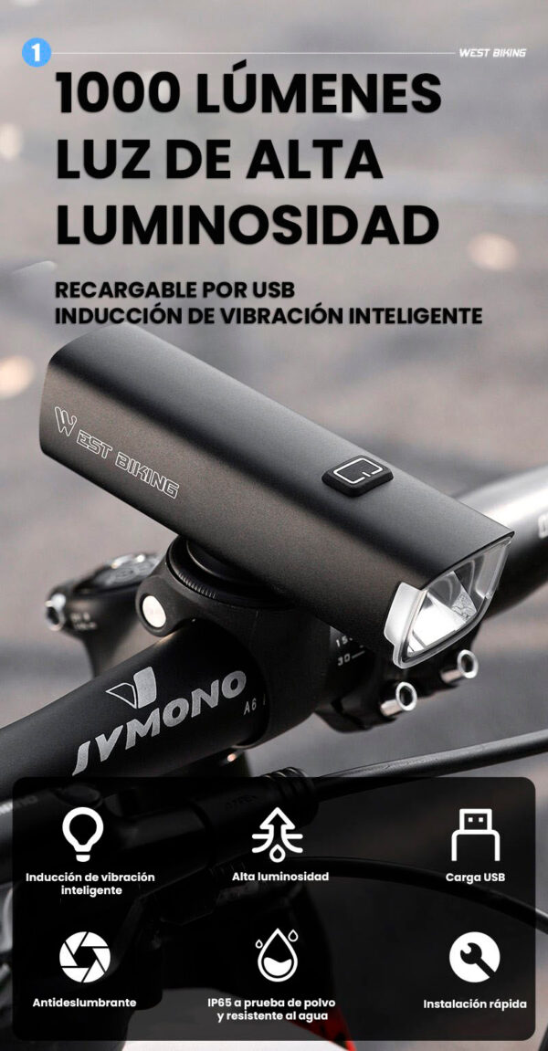 Luz bicicleta delanera inteligente