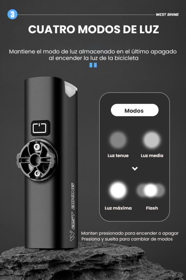 Luz bicicleta delanera inteligente