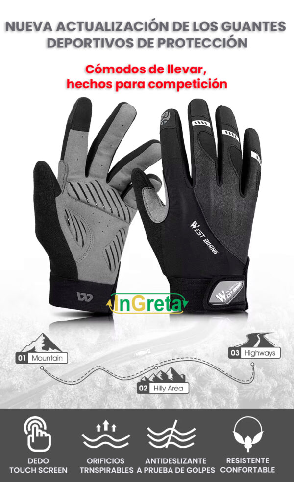 Guantes Touch con protecciones y reflectantes - Image 2