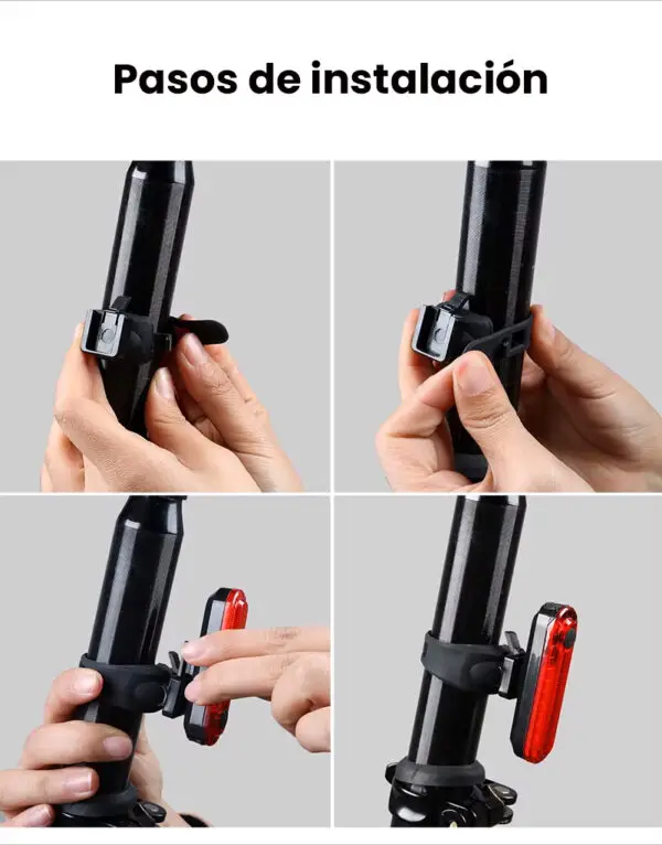 Luz trasera para bicicleta, resistente al agua, recargable vía USB - Image 4