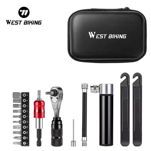 Kit Herramientas Bicicleta WEST BIKING con Inflador y Cricket 1 1 2 1